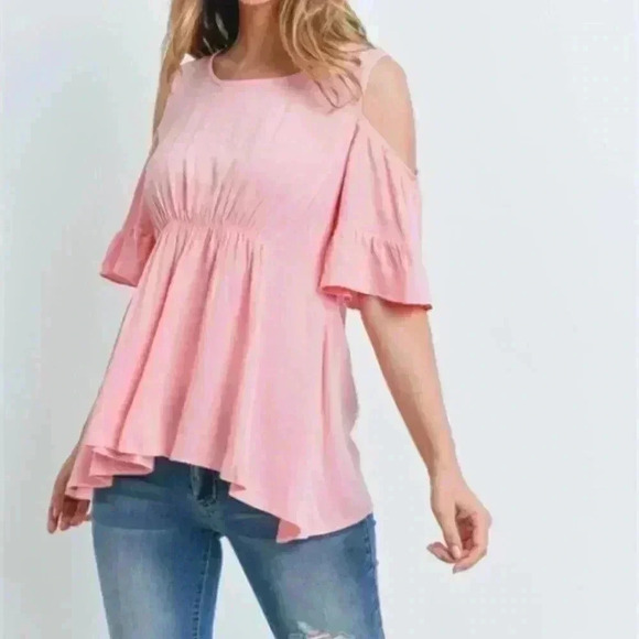 Pink Top Tunic Cold Shoulder - Picture 2 of 6